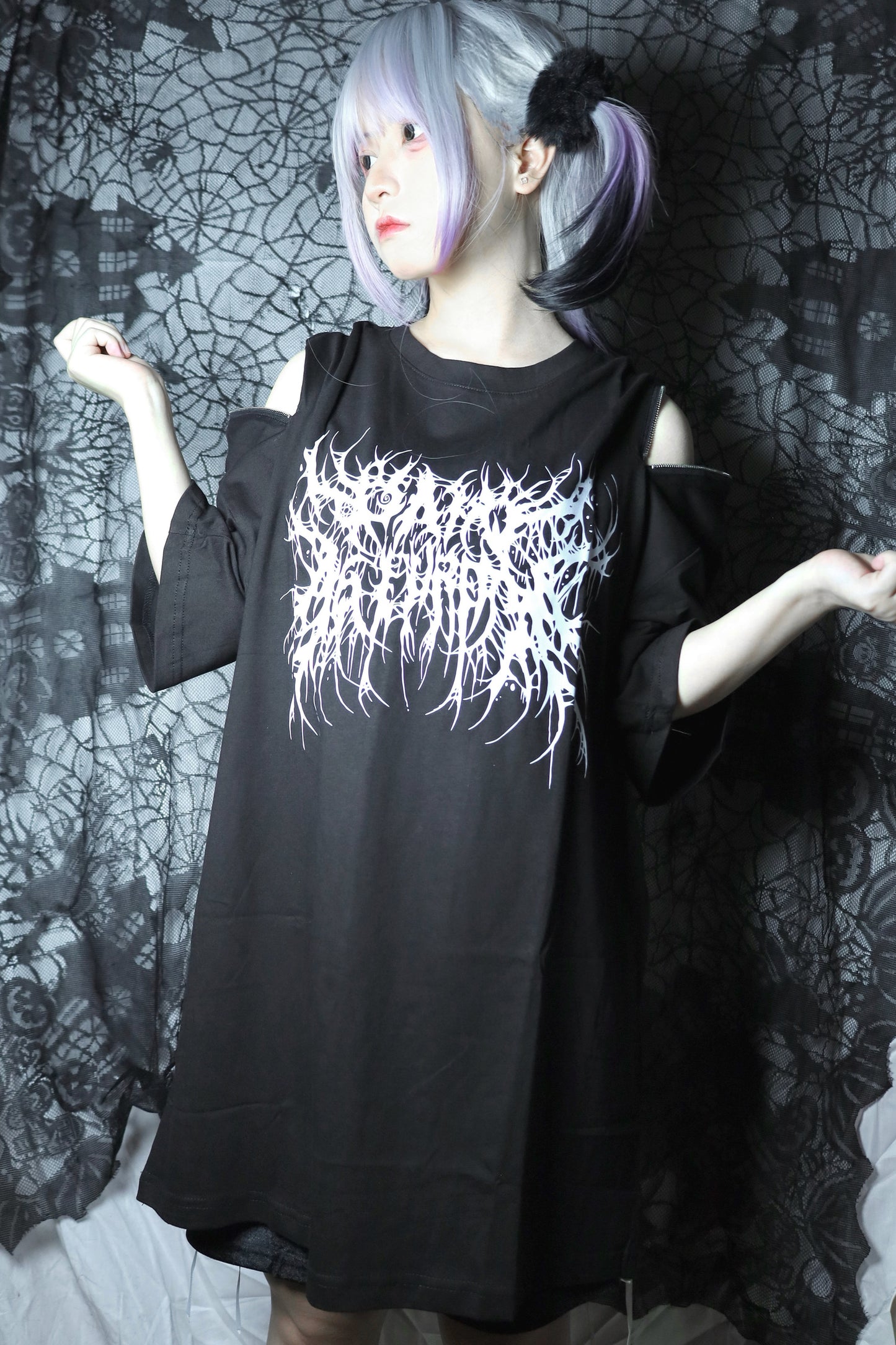 サブカルパンクオフショルTシャツ