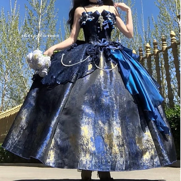 Cosmic Princess Dress Draped in the Night Sky