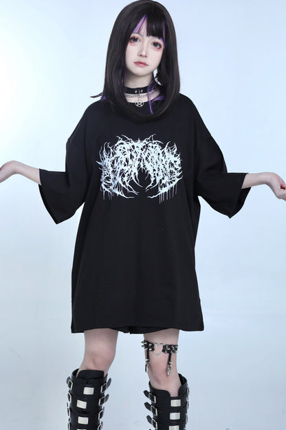 ゴシックパンクプリントTシャツ