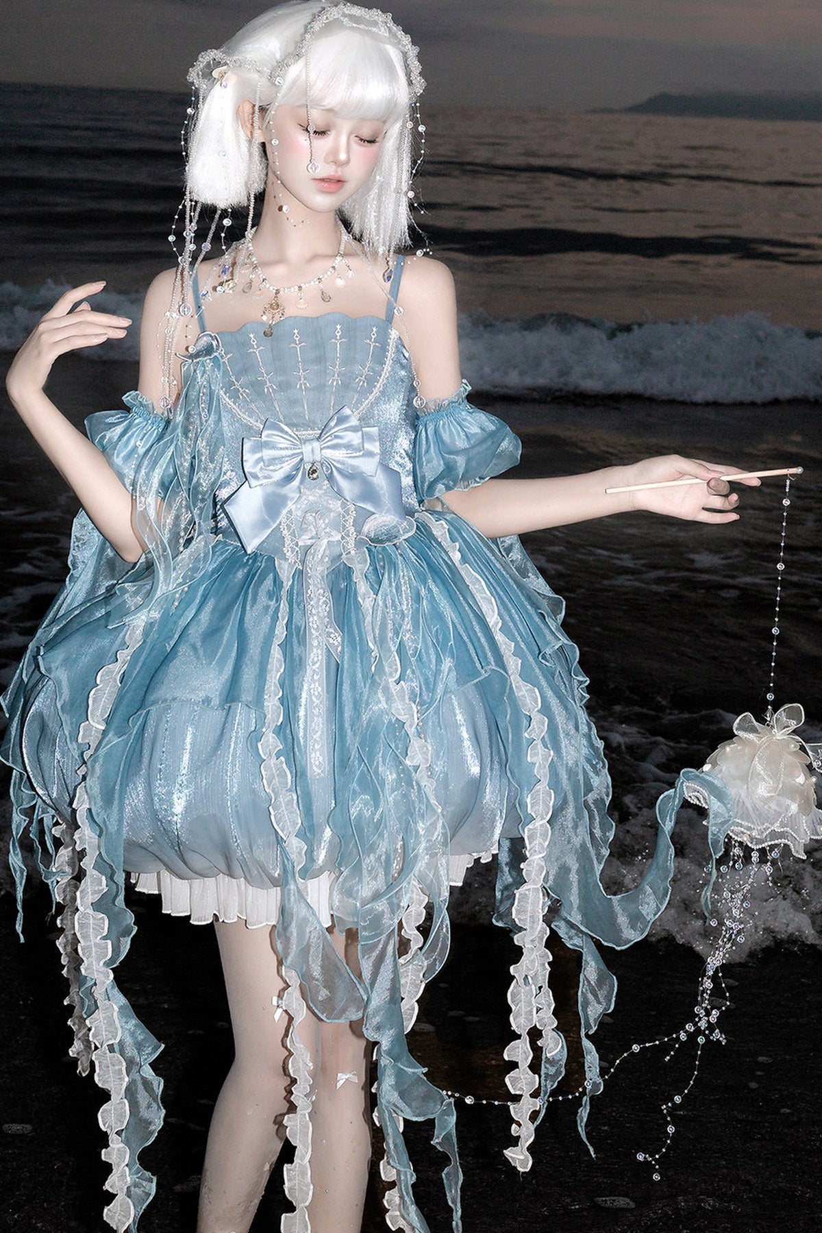 Fantasy Jellyfish Suspender Dress With Sleeves Set