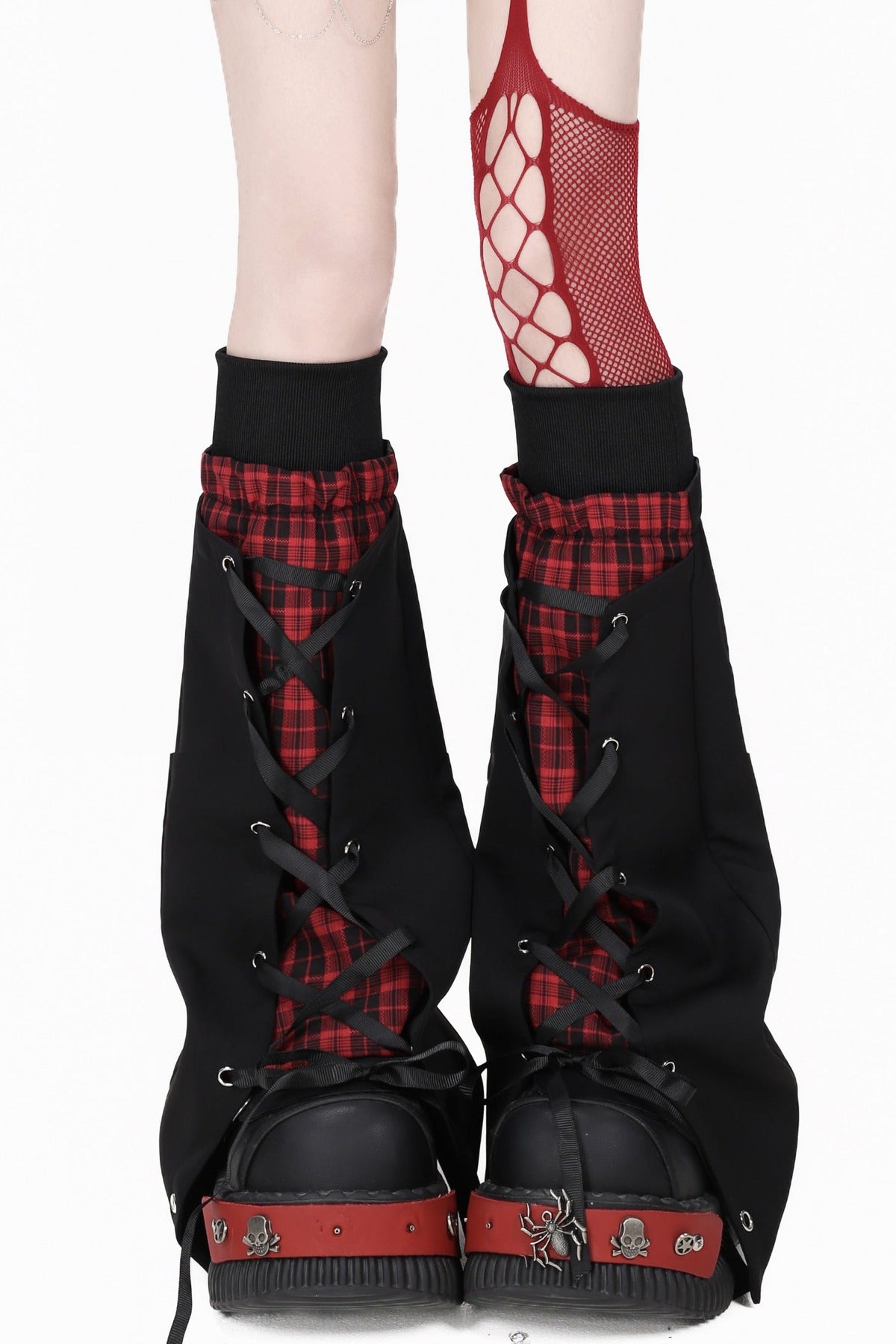 Cross-Tied Plaid Leg Warmers