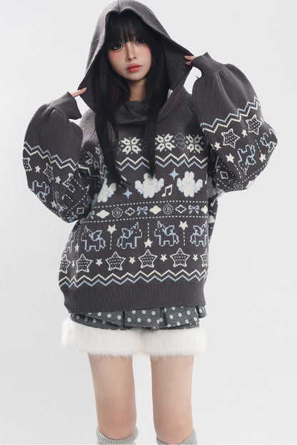 Fair Isle Off-Shoulder Sweater