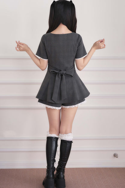 Lace Trim Plaid Dress