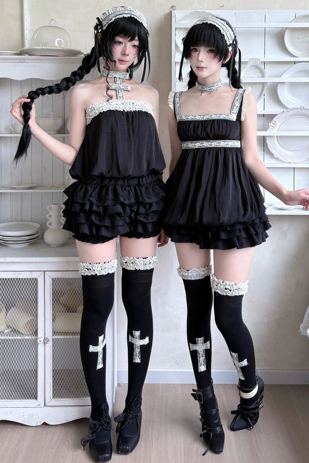 French Romantic Lace Camisole and Pants Set-Up