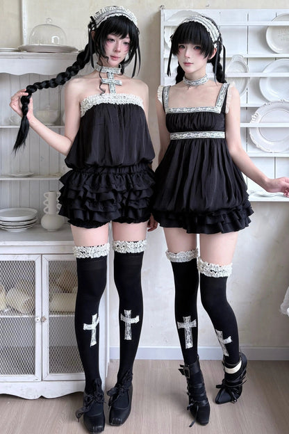 French Romantic Lace Camisole and Pants Set-Up