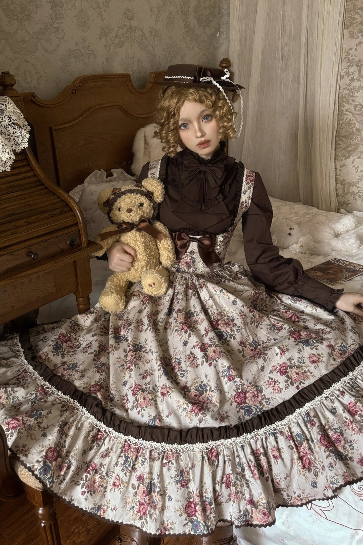 Vintage Floral Elegant Lolita Dress Set-Up