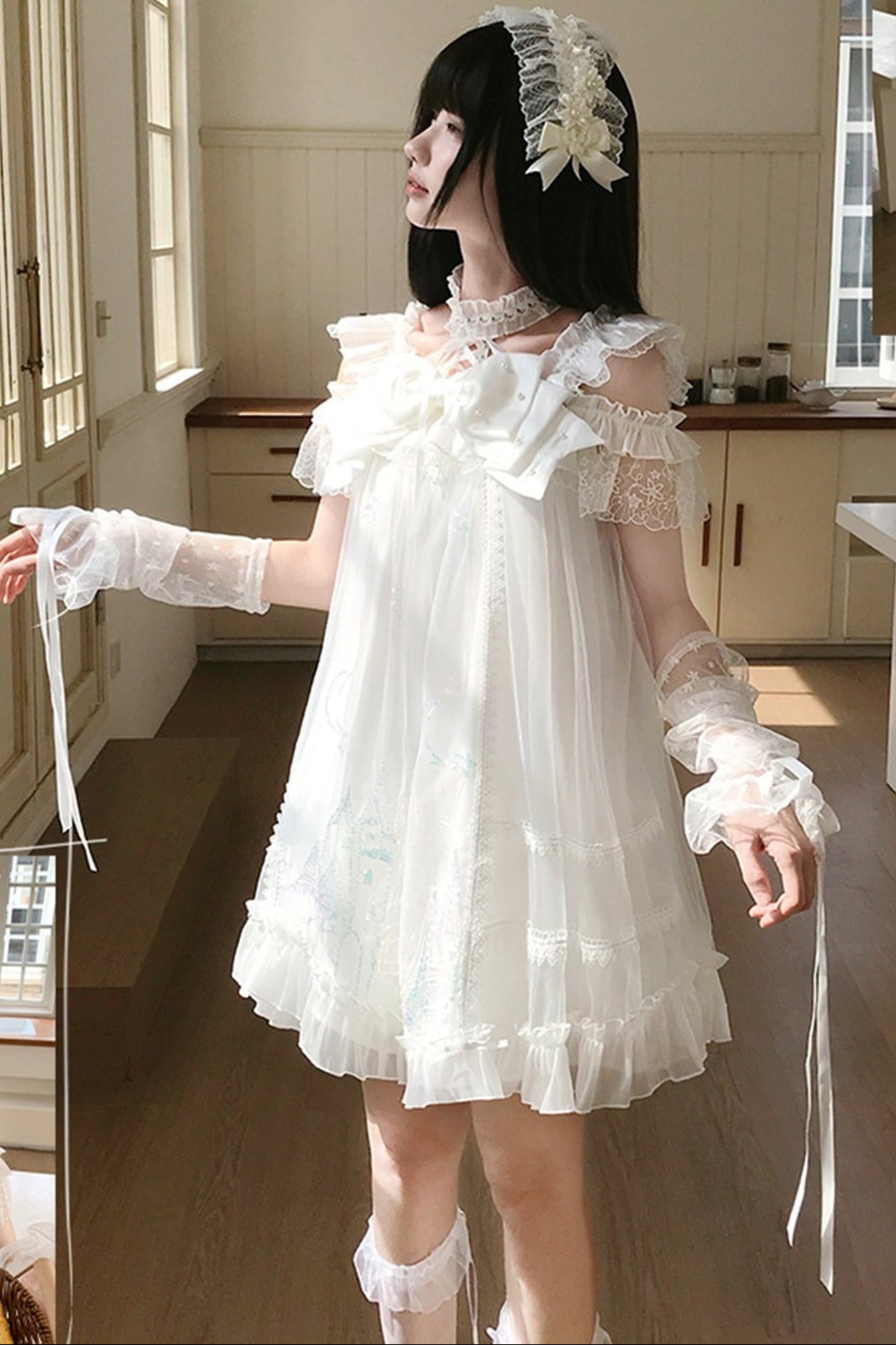お姫様レースのドーリーワンピース