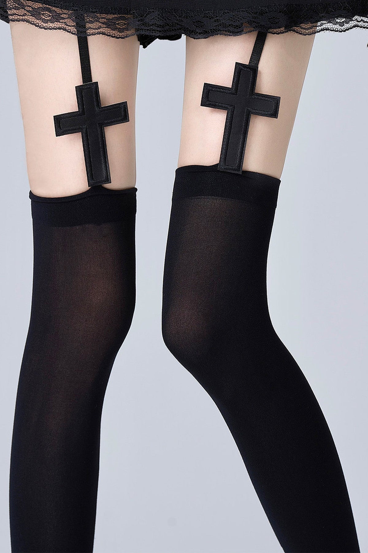 Gothic-Strumpfbänder mit Kreuz