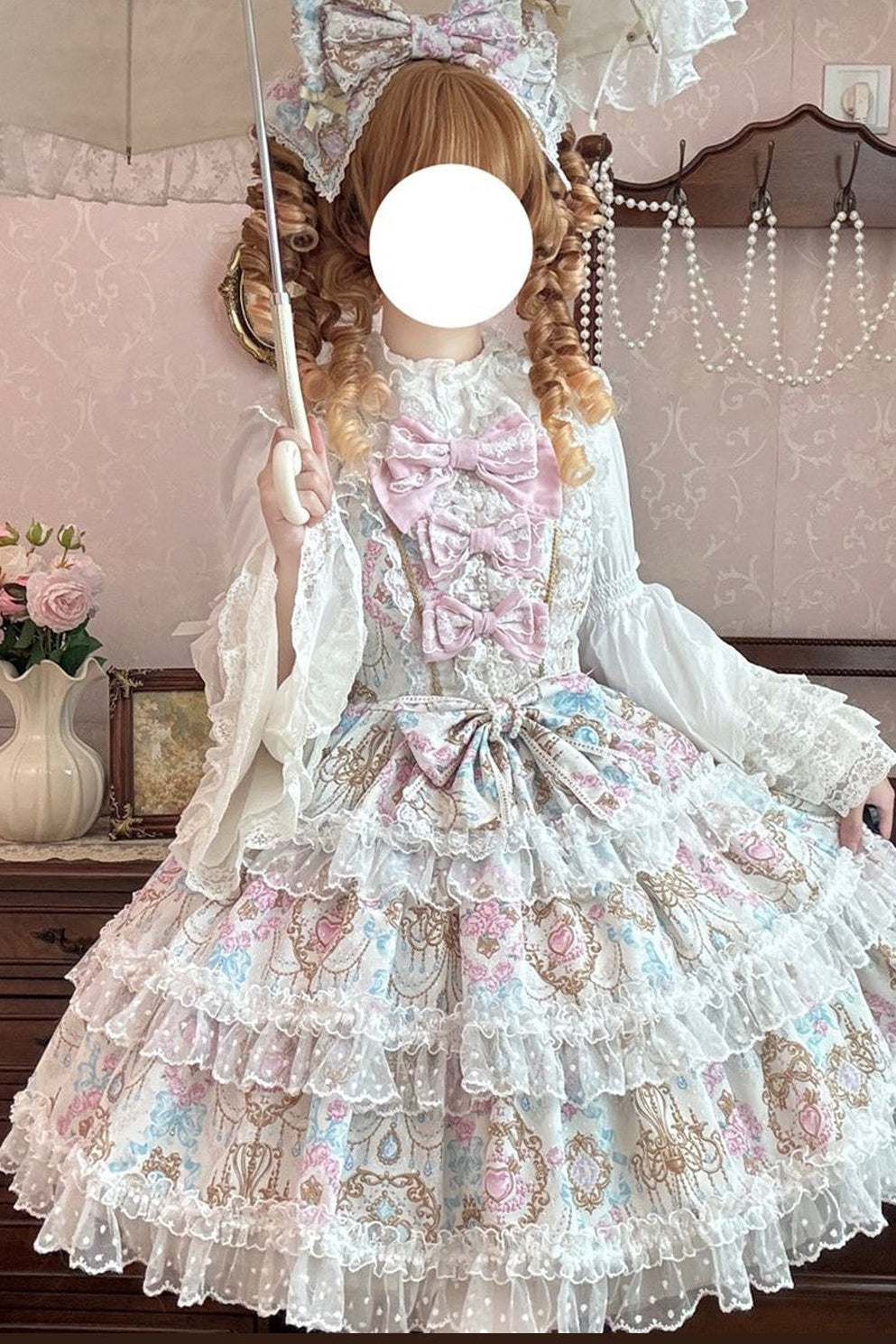 Elegance Floral Wall Doll-Like JSK Dress