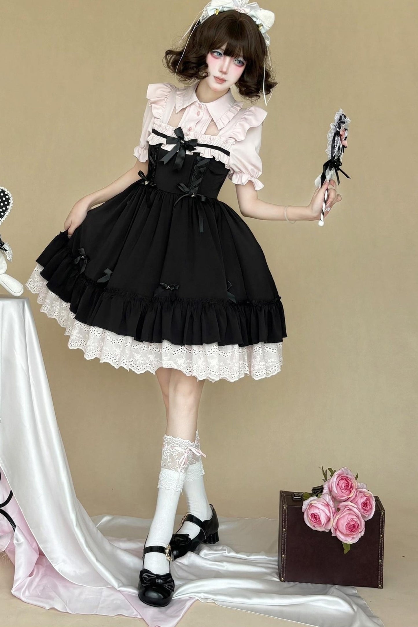 Lolita Lace Ribbon Ruffle Dress