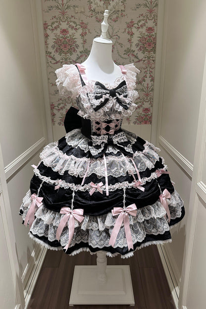 Silk Satin Doll-Like JSK Strap Dress