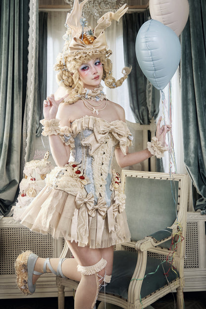 Cream Beige Rococo Lace Skirt