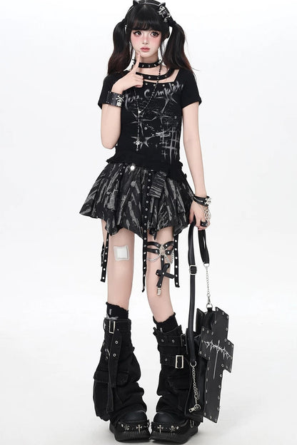 Subculture Y2K Asymmetric Neck T-Shirt