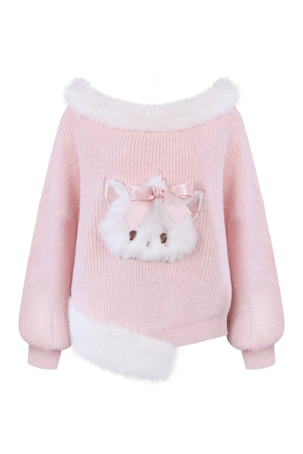 Pink Knit Off-Shoulder Sweater Dress Set-Up