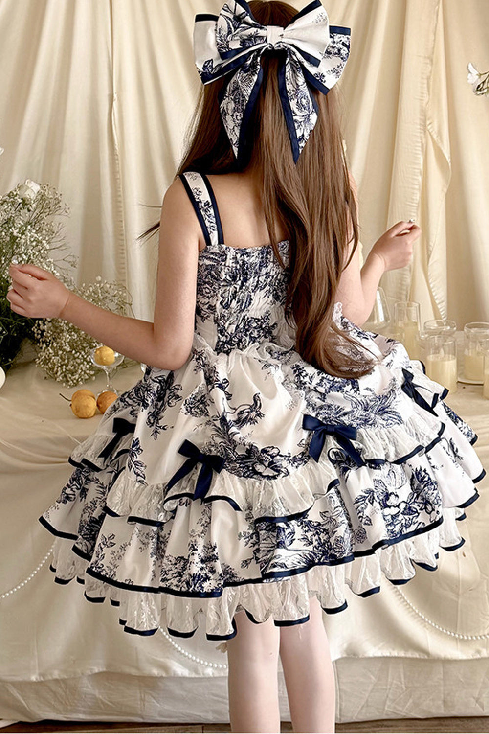 Blue Porcelain Floral Dress Set