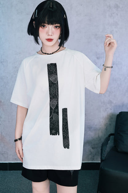 深海モチーフモノトーンオーバーTシャツ