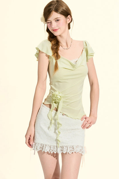 top rosa verde menta