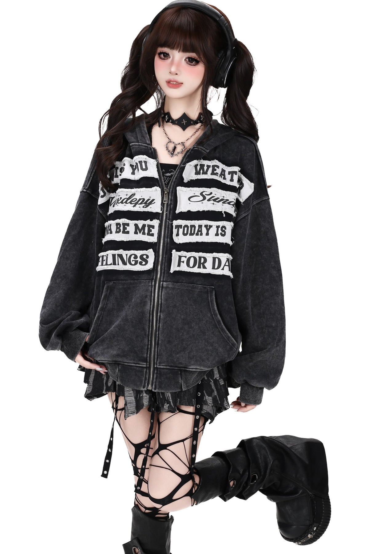 Letter Patch Hooded Jacket