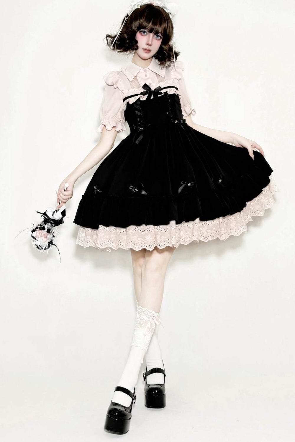 Lolita Lace Ribbon Ruffle Dress
