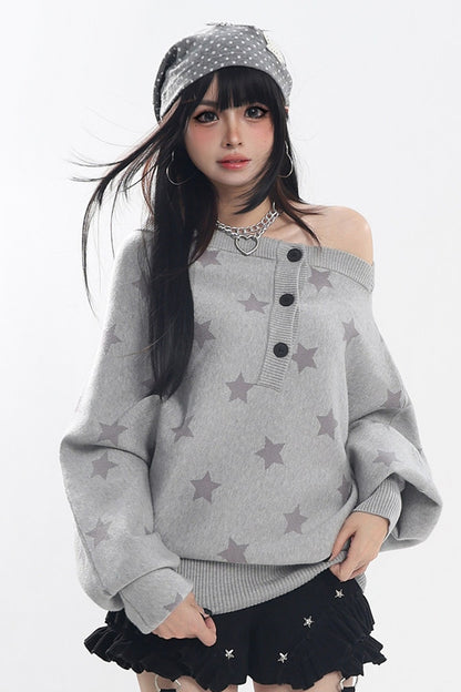 Star Batwing Knit Sweater