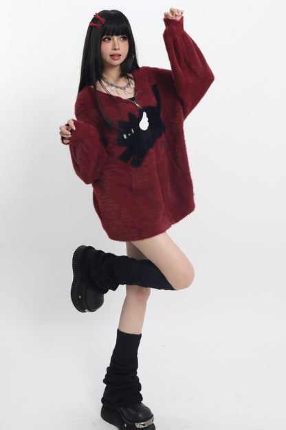 Cat Ear Hooded Knit Cardigan
