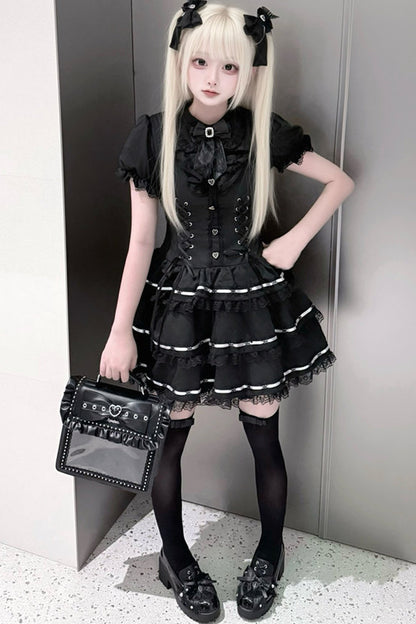 Black Ribbon Jirai Kei Princess Dress