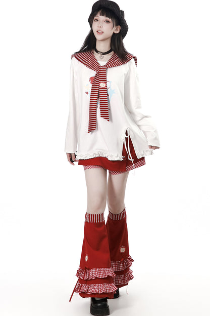 Apple Ribbon Balloon Pinafore Dress Set