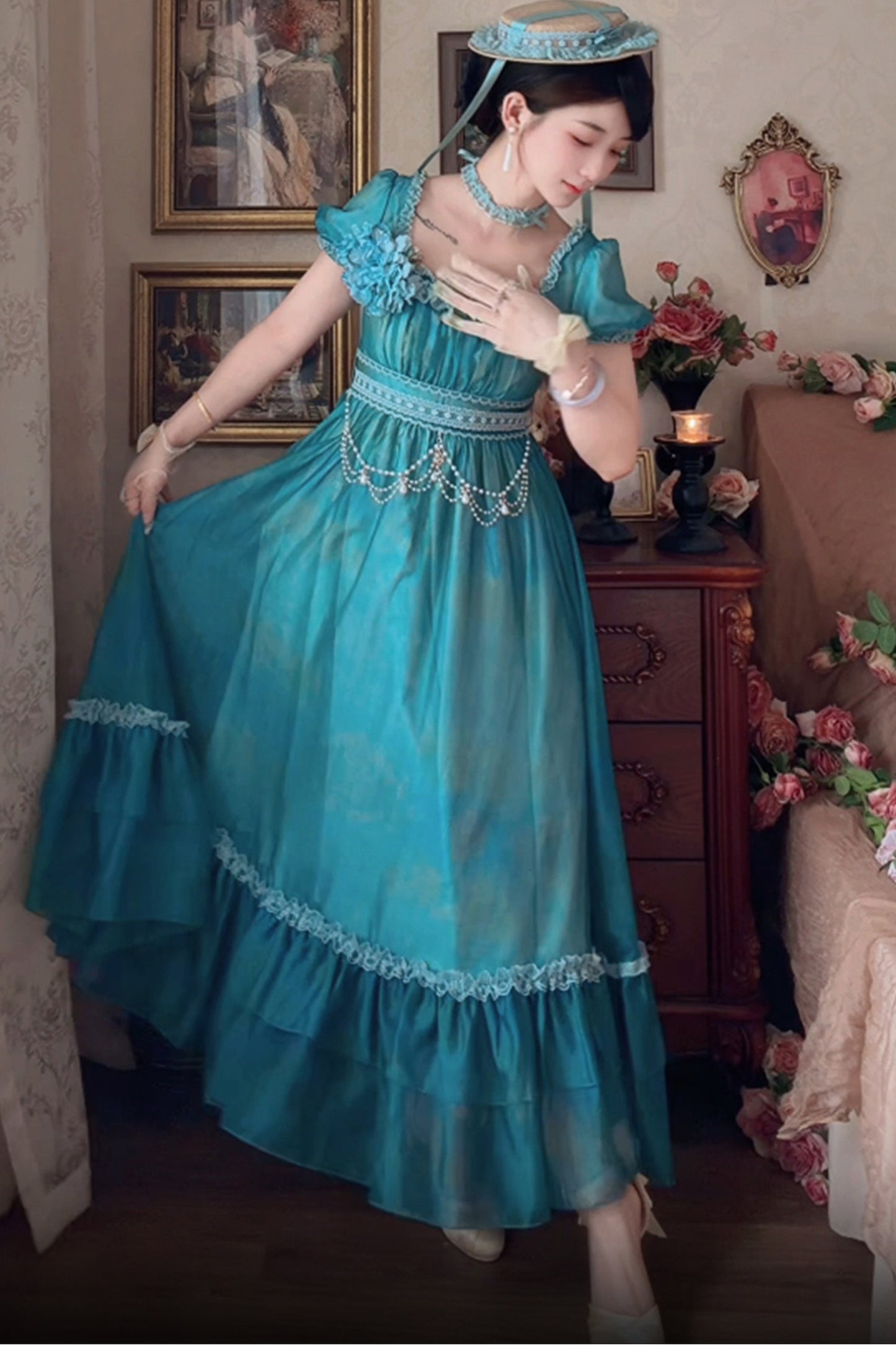 Water Lily Floral Long Dress