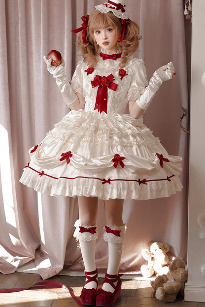 Strawberry Satin Embellished One-Piece Dress