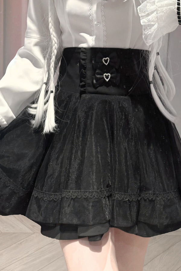 Ruffle Lace Bell Sleeve Top & Skirt Set