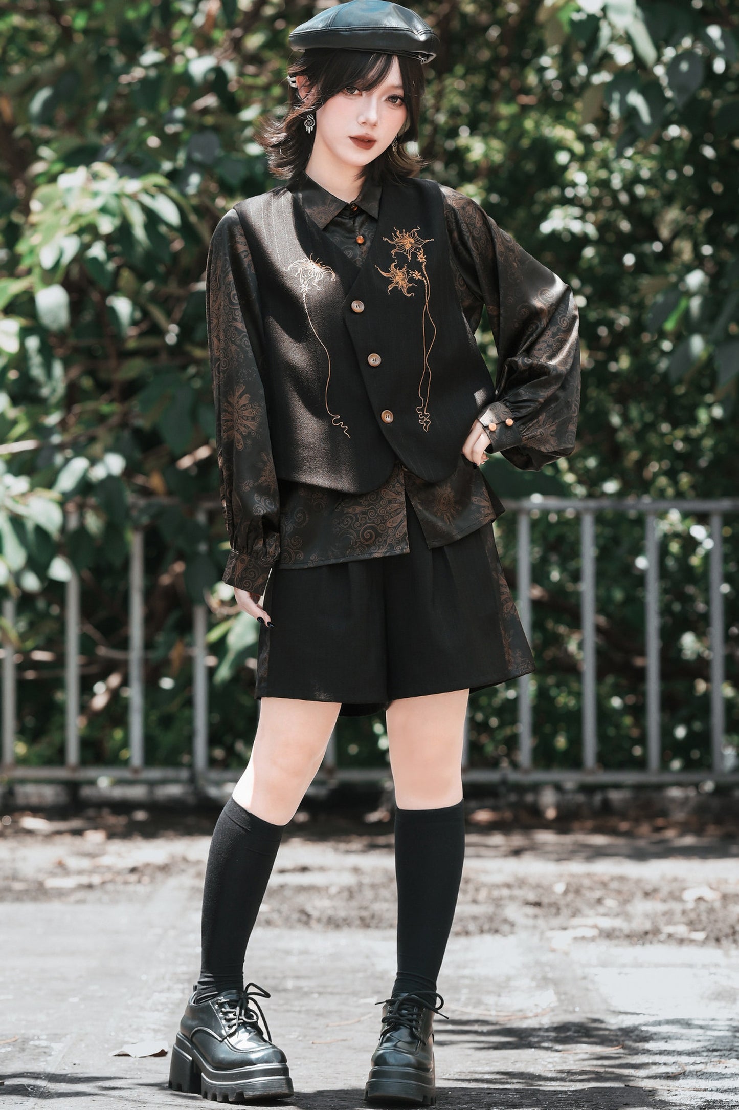 Short taille haute patchwork mandala