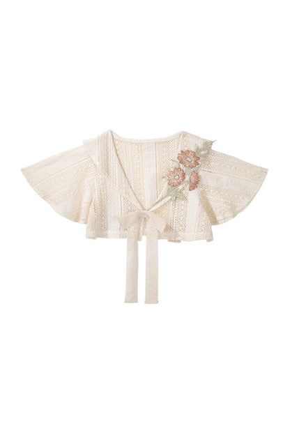 Sonnenbeschienenes Blüten-Hanfu-Kleid-und-Umhang-Set