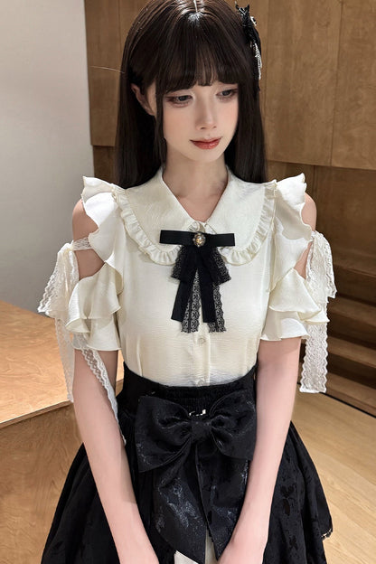 Off-Shoulder Shirt and Butterfly Two-Way Skirt Set-Up