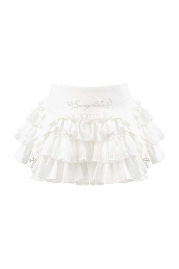 Gray Butterfly Contract Off-Shoulder Top and White Ruffle Skirt Set-Up