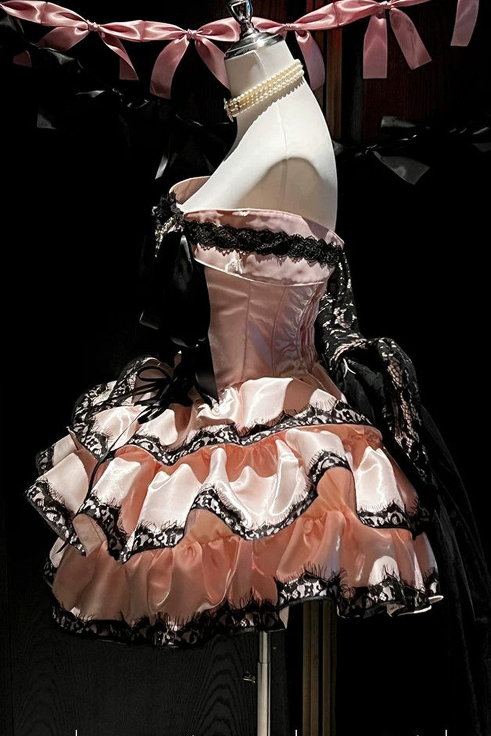 [Pre-order Item] Romantic Lace Mini Lolita Dress + Ribbon Train