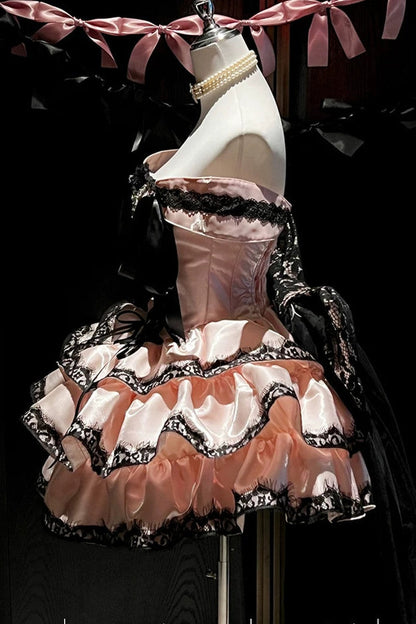 [Pre-order Item] Romantic Lace Mini Lolita Dress + Ribbon Train
