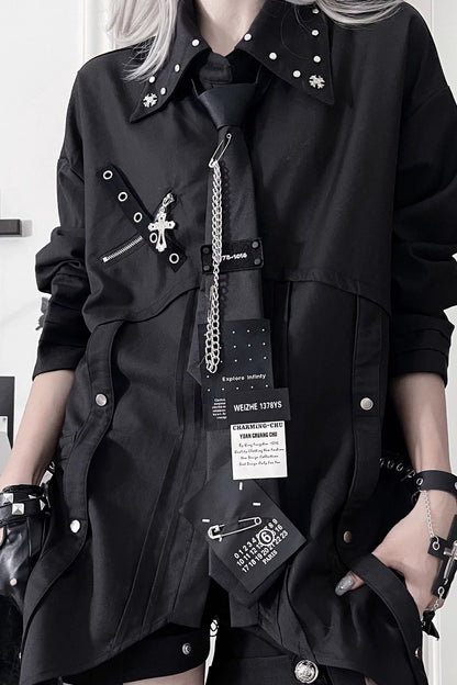 Fashion-Forward Long-Sleeve Shirt + Necktie