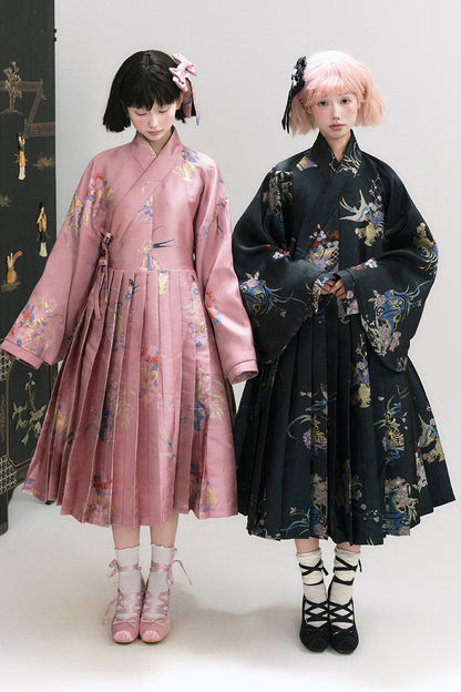 Floral Hanfu Puffy Dress Set