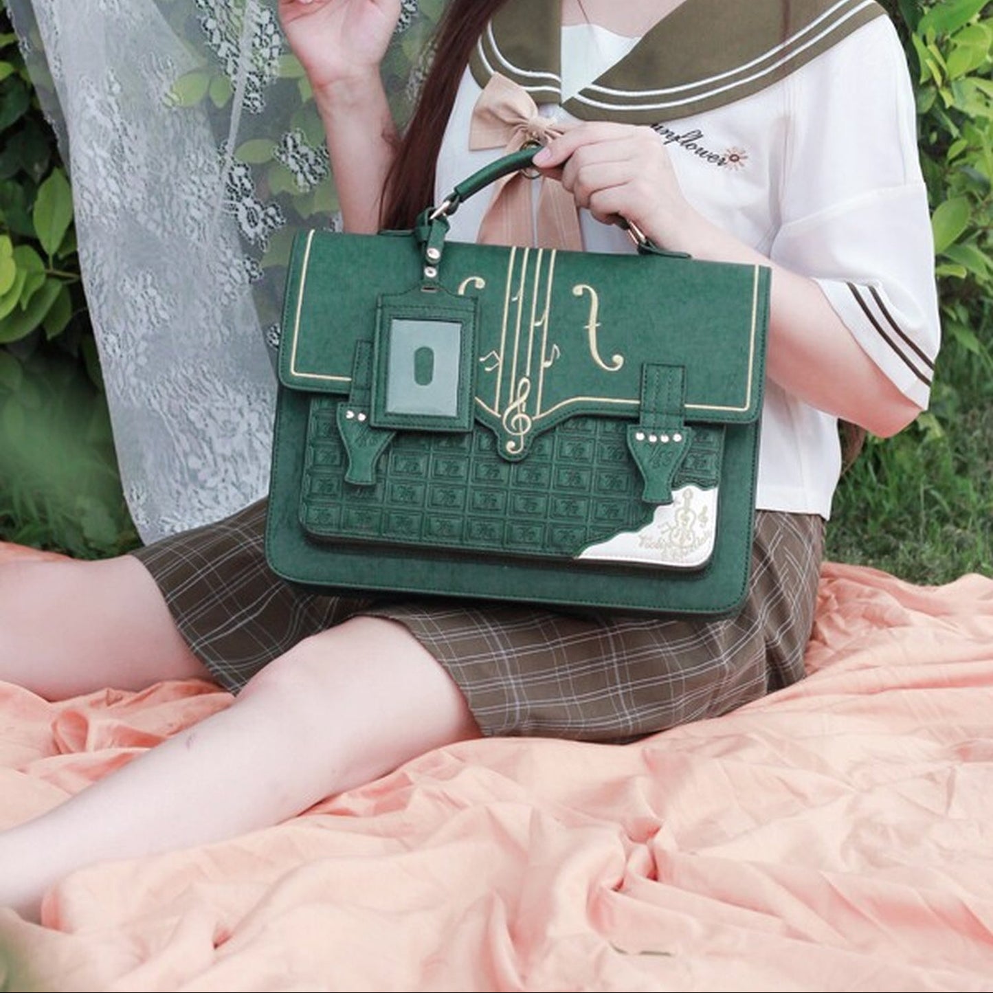 Chocolate Embroidered School Bag