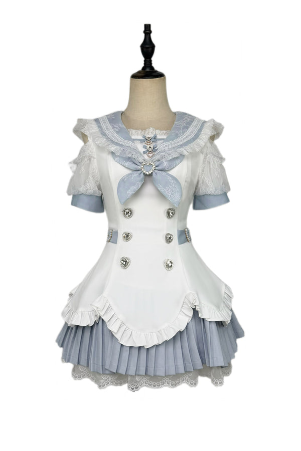 Striped Short Sleeve Top and Skirt Set