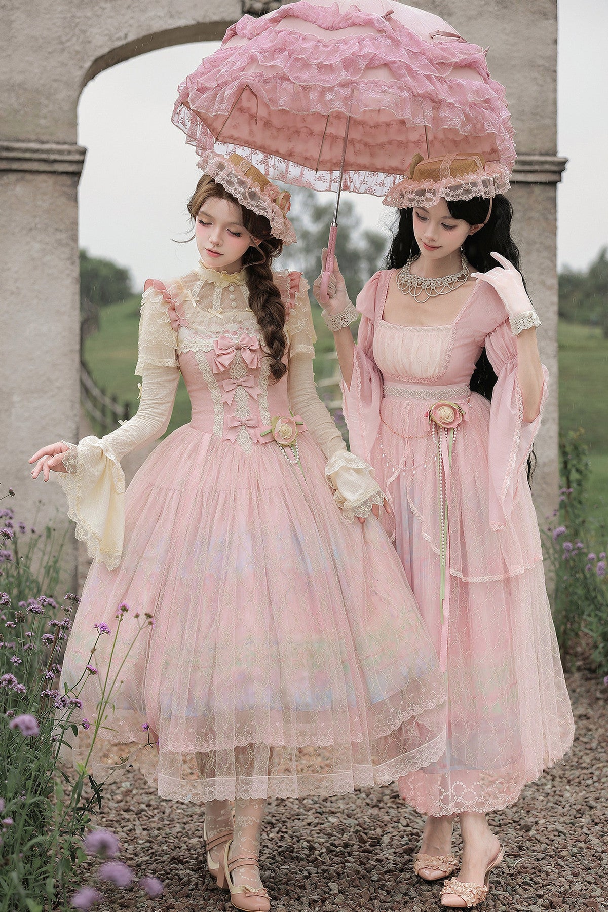 Ölgemälde-Lolita-JSK-Set mit hoher Taille