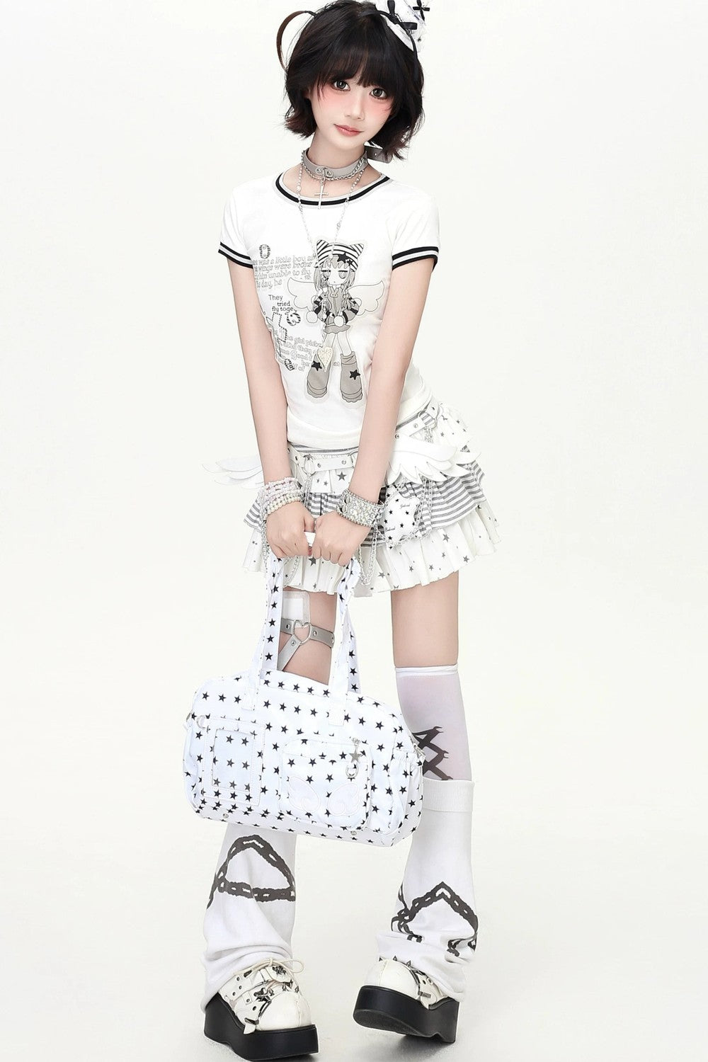 Monochrome Magical Girl T-Shirt + Skirt (with Belt)