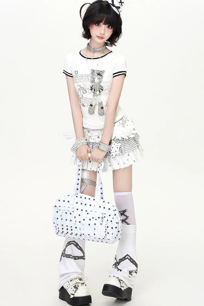 Monochrome Magical Girl T-Shirt + Skirt (with Belt)