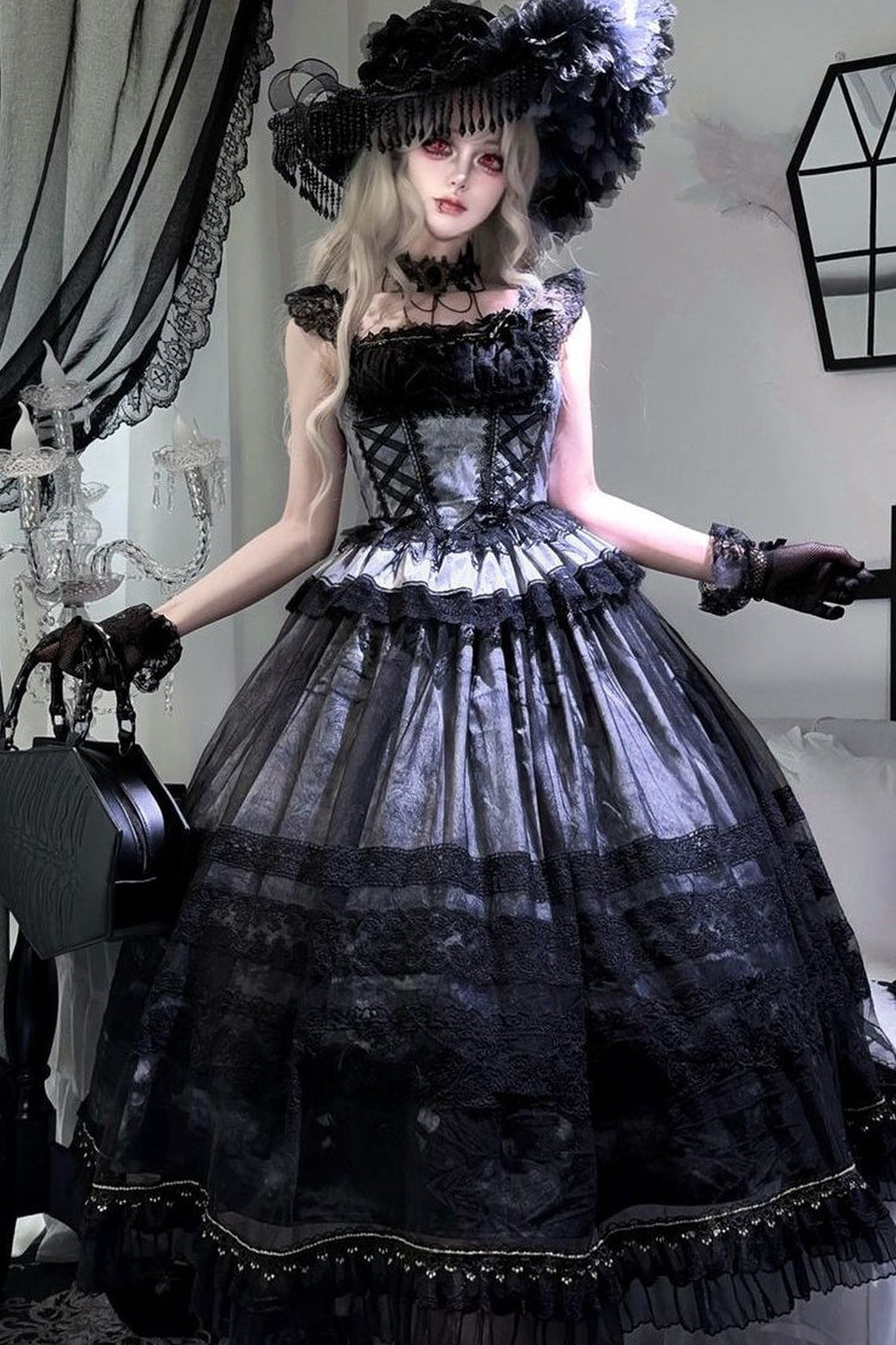 Misty Grape Garden Lolita Cami and Skirt Set-Up