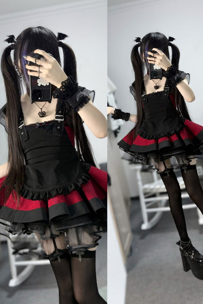 Striped Layered-Look Maid Dress