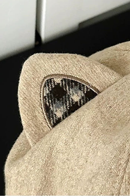 Plaid Star Cat Ear Octagonal Beret