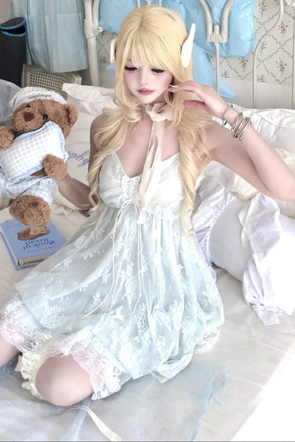 Lace-Sleeve Top & Cami Dress Set-Up