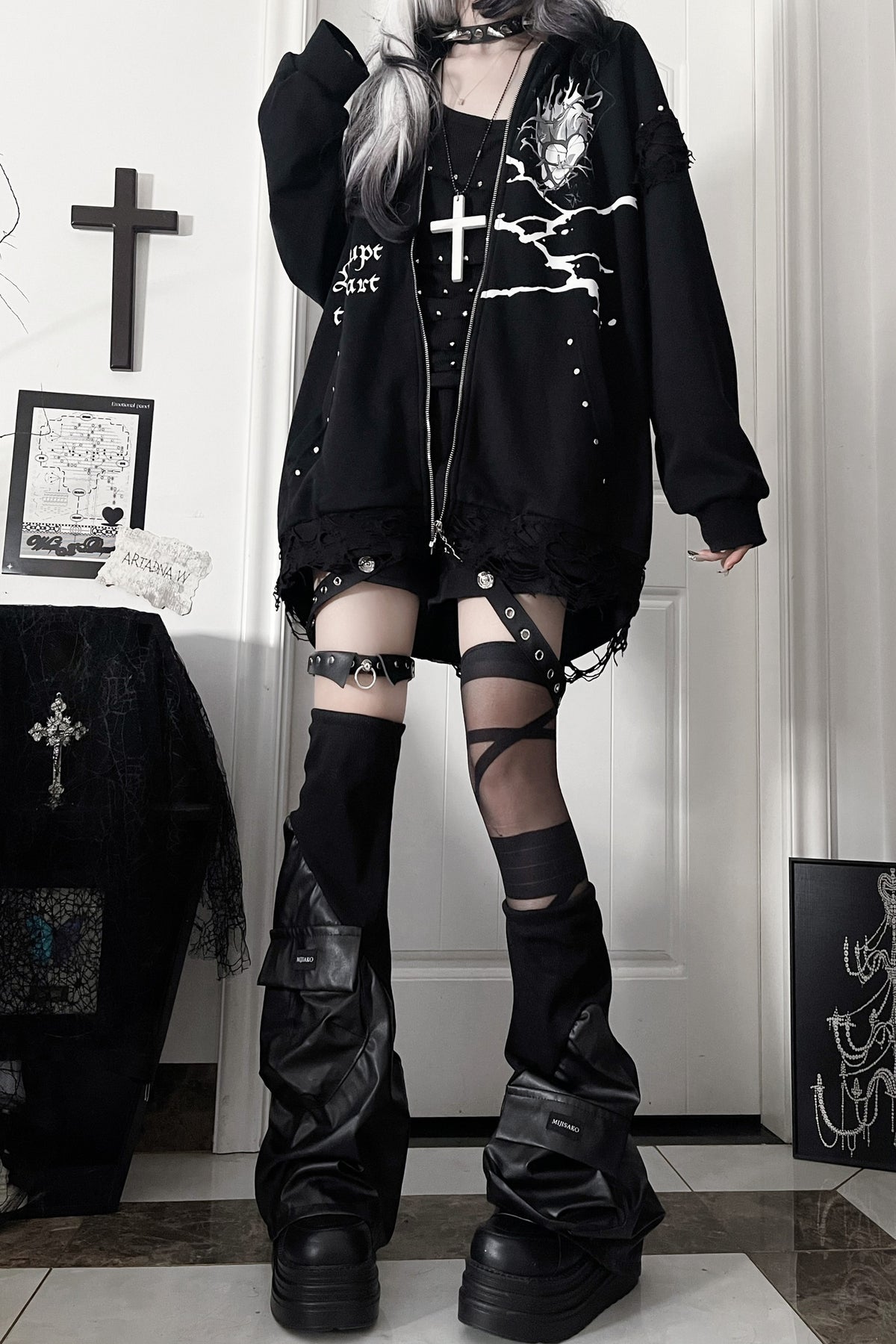 Veste ample à capuche avec oreilles de chat
