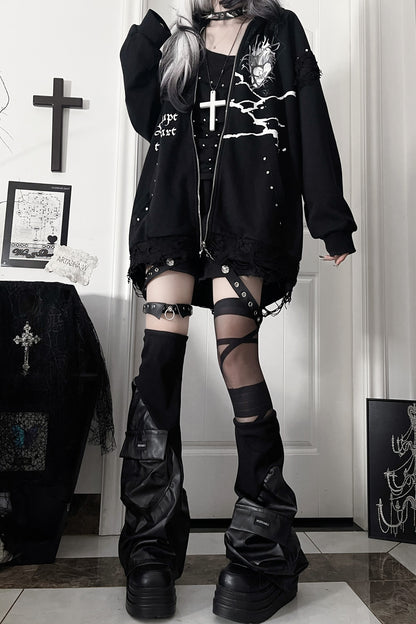 Veste ample à capuche avec oreilles de chat