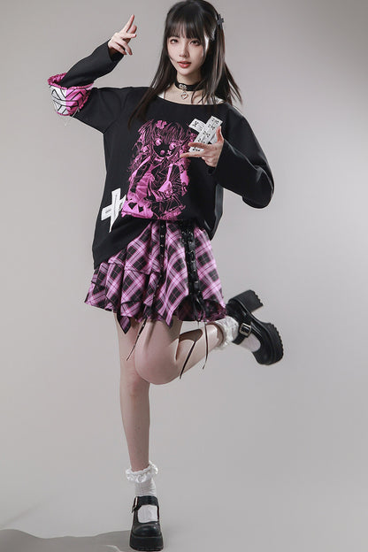 Cross-Decorated Armband Shoulder Strap T-Shirt